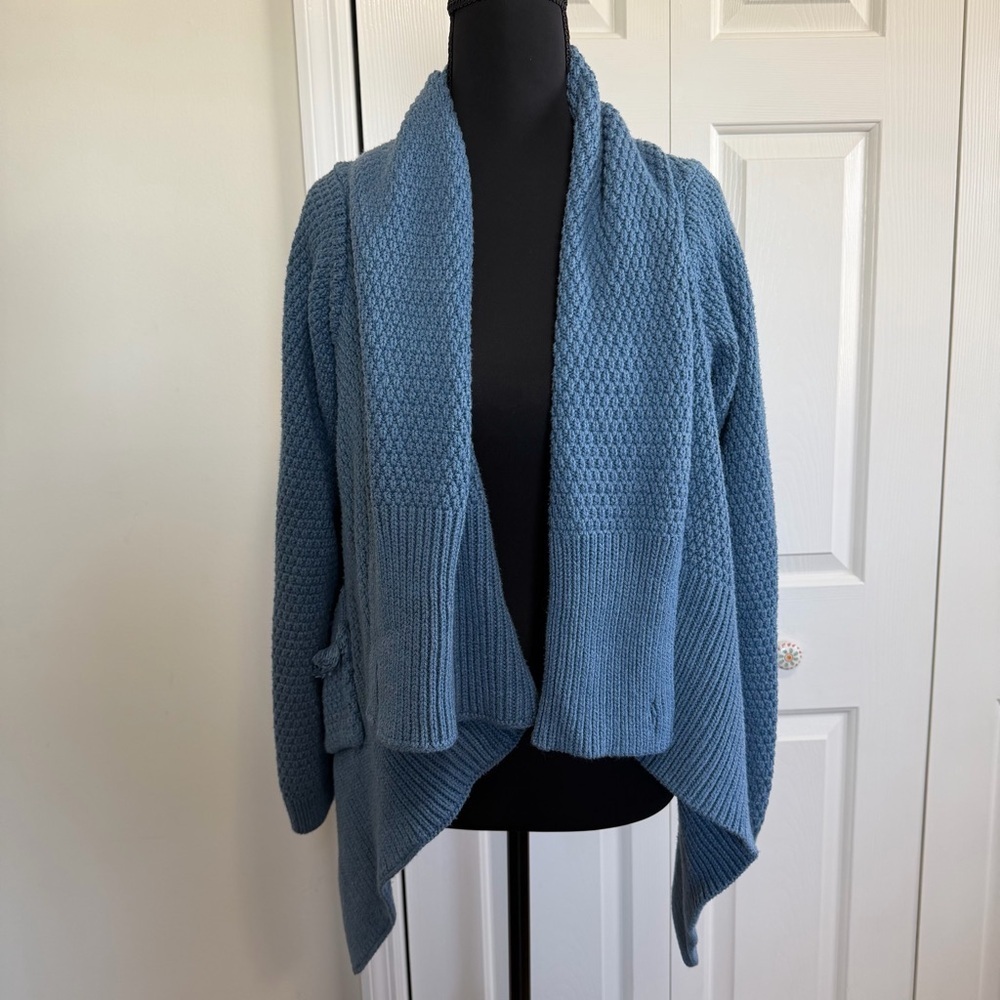 Matilda Jane Blue Cable Knit Shrug Open Cardigan Sweater Size Large